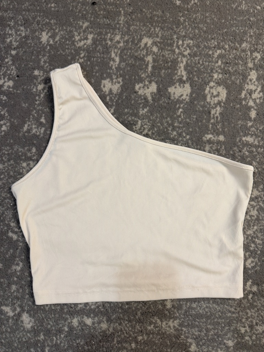 One-Shoulder Ribbed Crop Top in Cream
